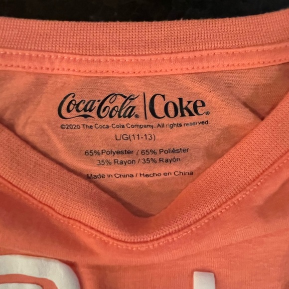 Coca-Cola Graphic Tee | Juniors 11/13 | Fits Women’s Sm/Med. | Orange Logo Shirt - Picture 3 of 4